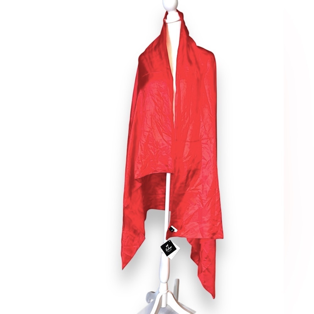 Echo Oversized Silk Scarf Coral 9x69 - Picture 3 of 11